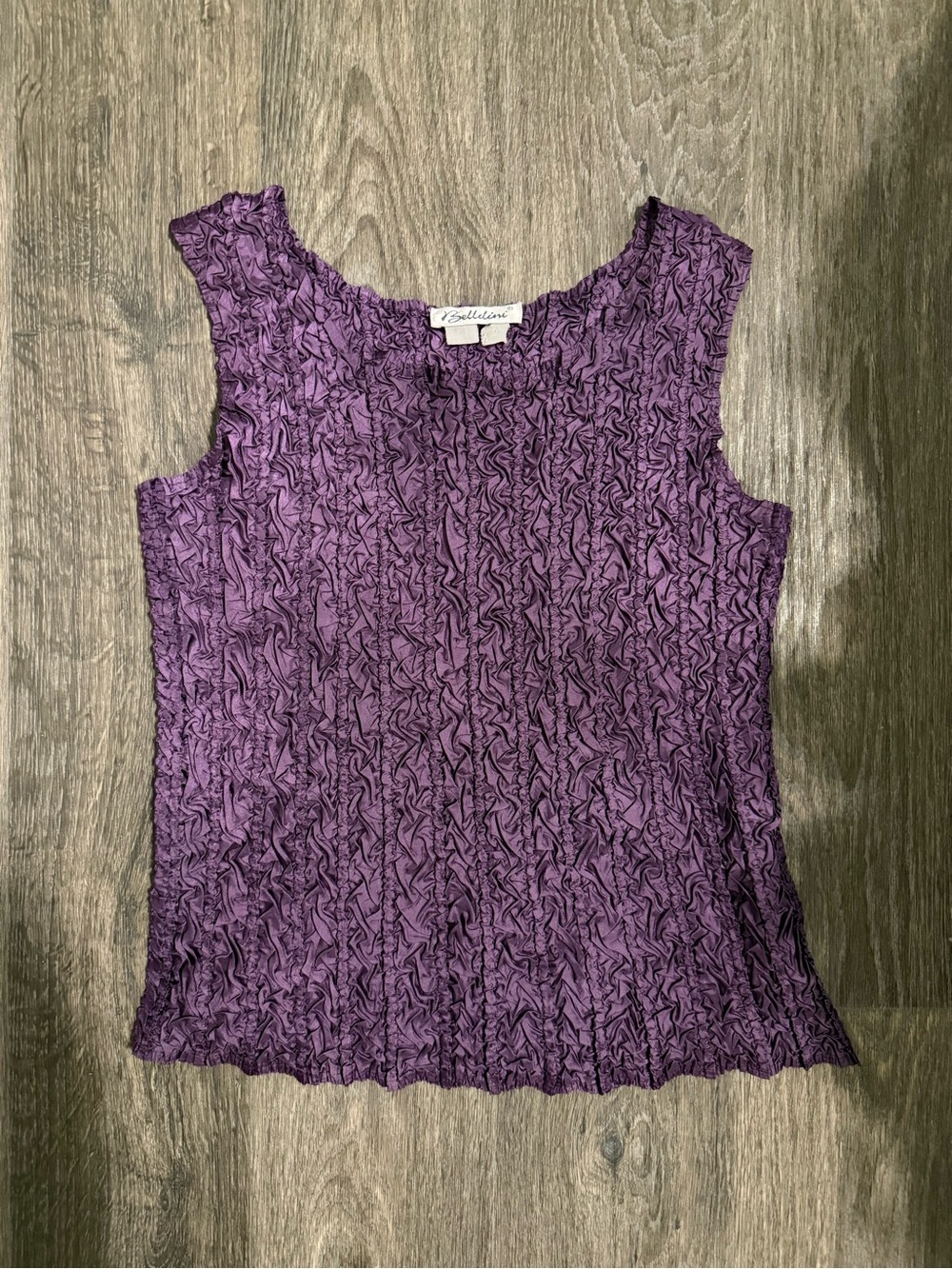 Belldini Crinkle-Texture Sleeveless Tank in Deep Purple